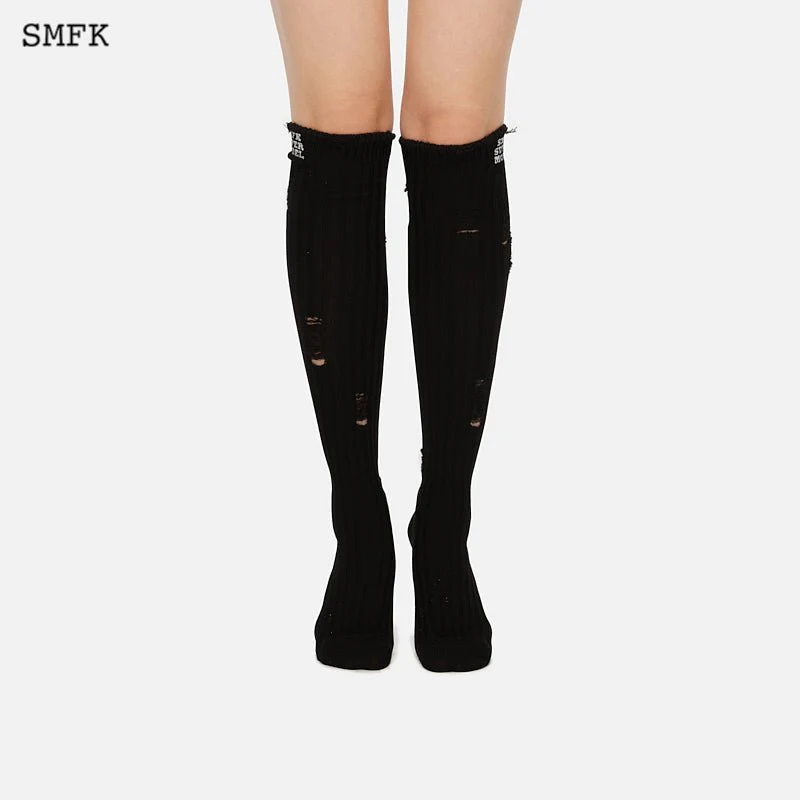 RETRO SCHOOL DESTRUCTION THIGH-HIGH SOCKS (TWO PAIRS)