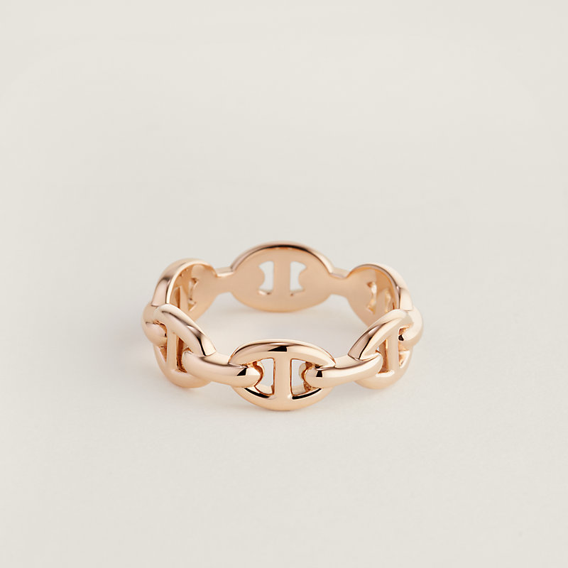 Hermes Small Chaine D'Ancre Enchainee Ring Rose Gold