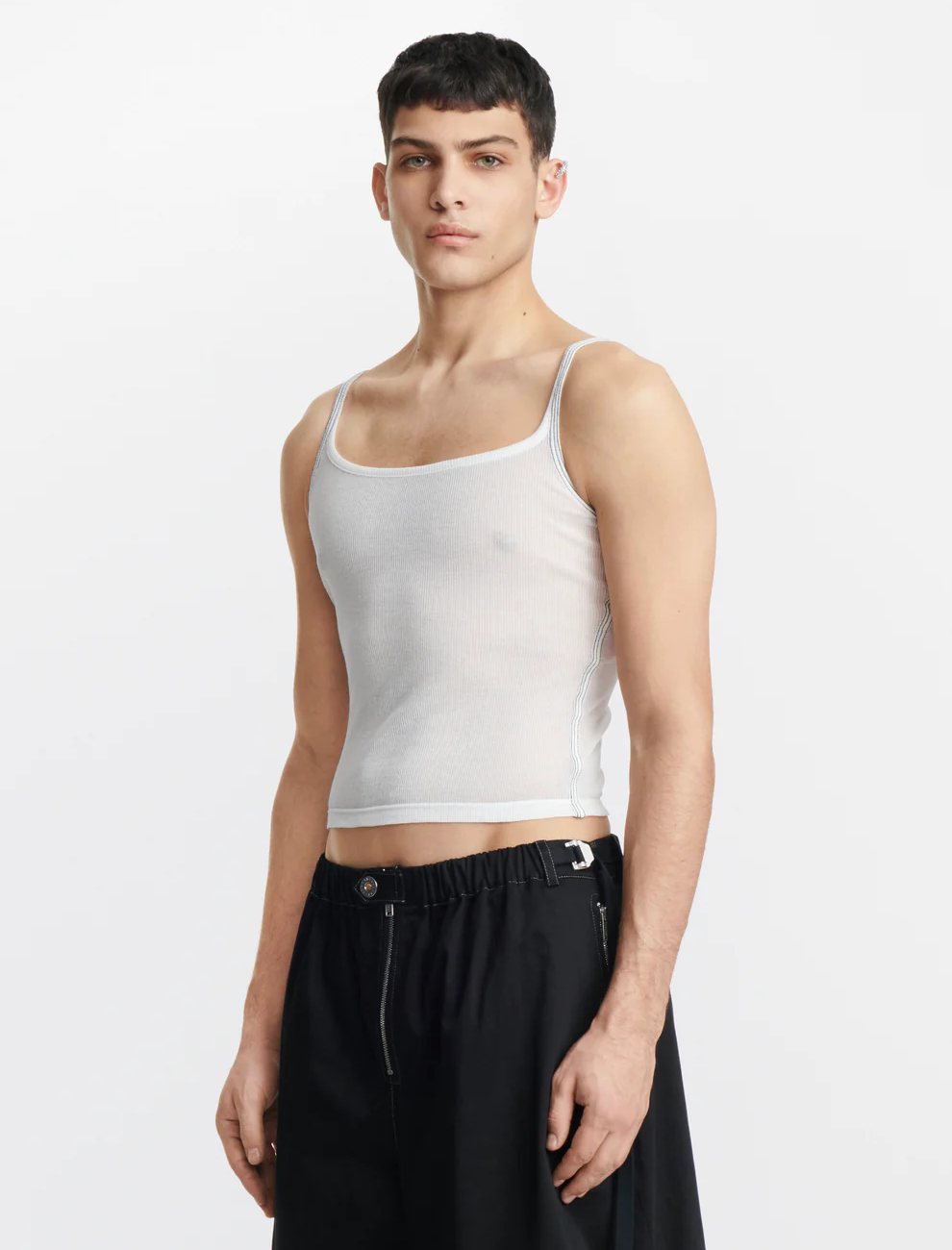 TRIPLE STITCH SCOOP TANK IN WHITE