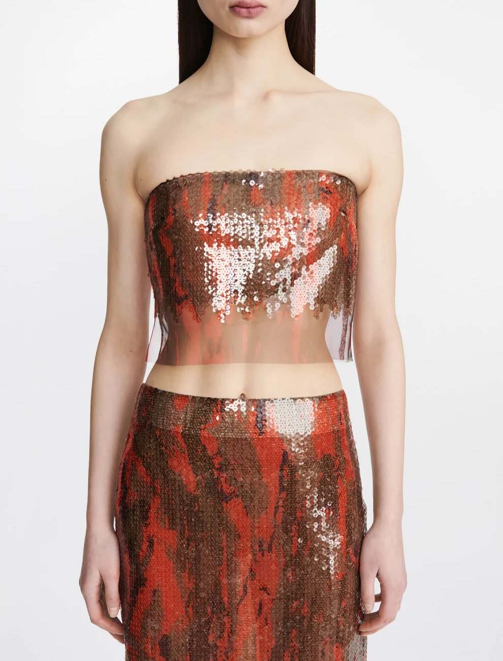 VERTICAL HORIZON SEQUIN STRAPLESS TOP