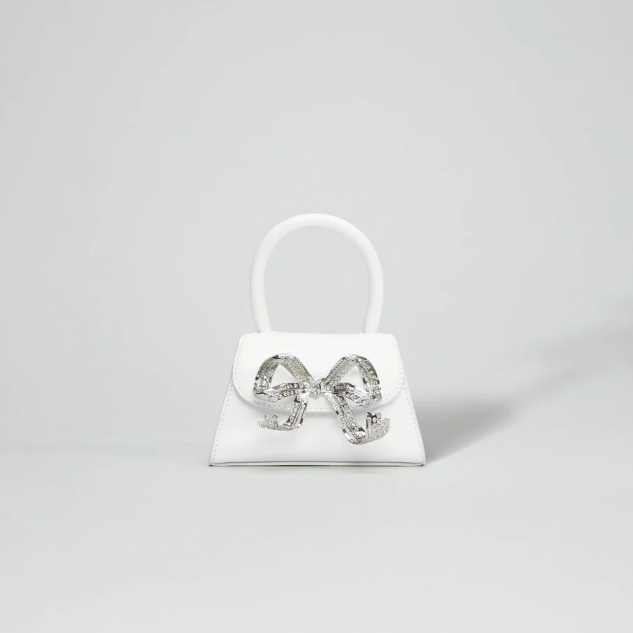 The Bow Micro in White with Diamanté