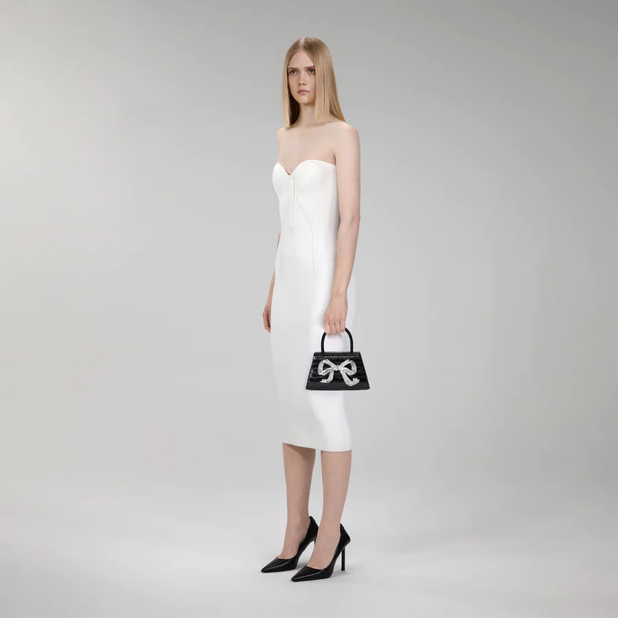 Black Croc Mini Bow Bag