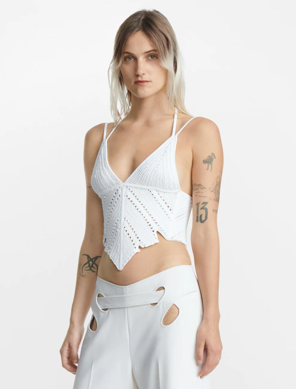 LEAF CROCHET CORSET TOP IN WHITE