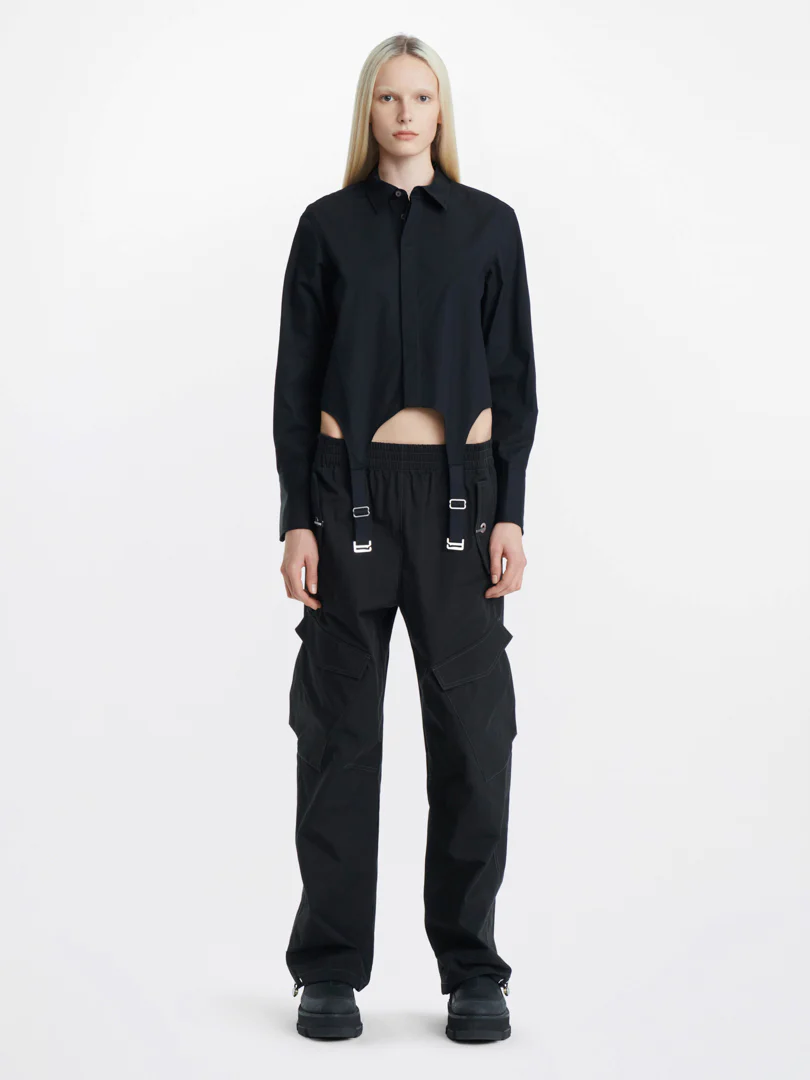 GARTER COTTON TAPE SHIRT IN BLACK