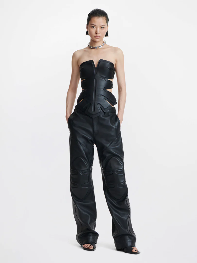 PADDED LEAF CORSET IN BLACK