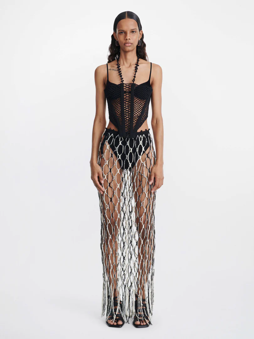 CORAL CROCHET CORSET IN BLACK
