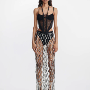 CORAL CROCHET CORSET IN BLACK