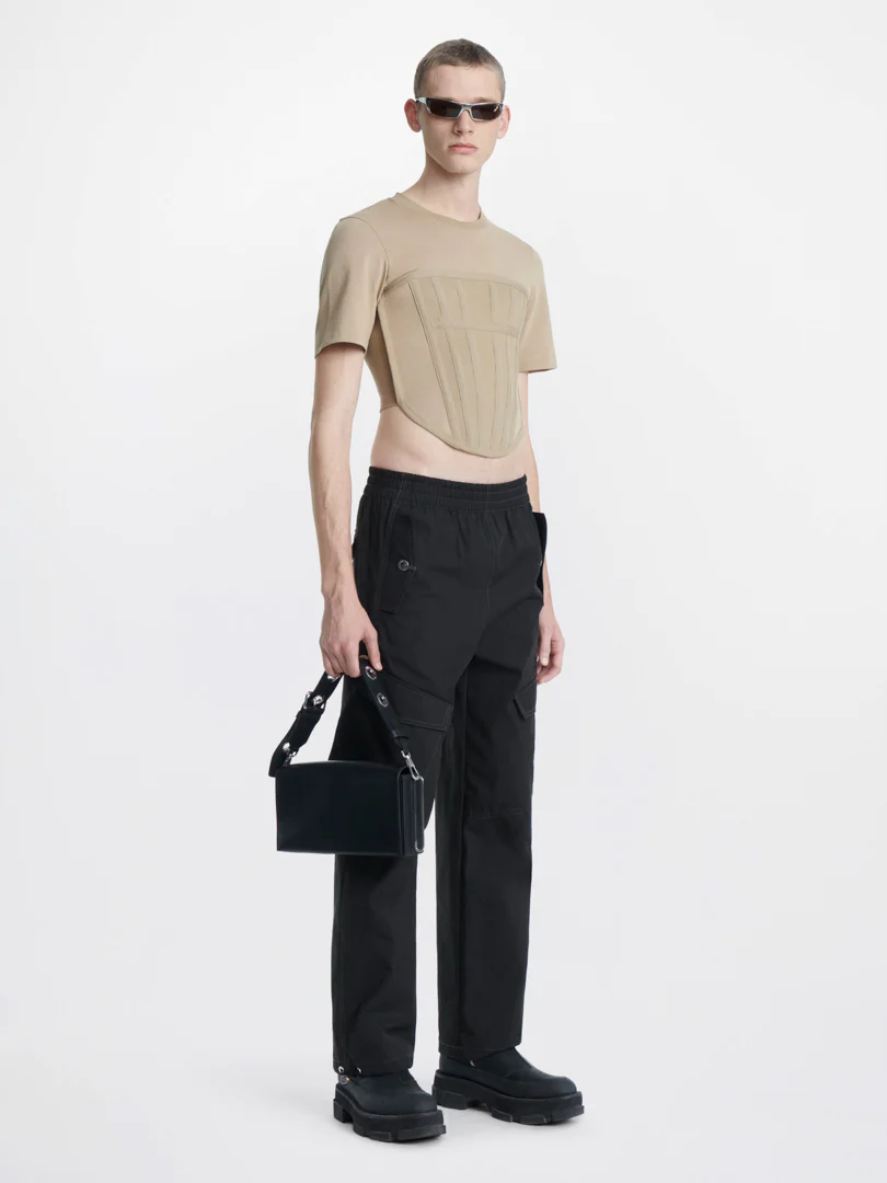 CORSET TEE IN KHAKI