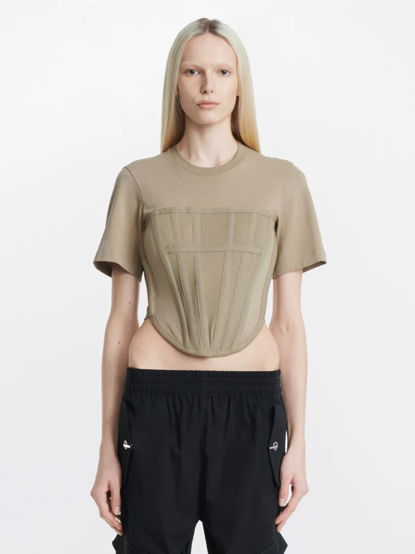 CORSET TEE IN KHAKI
