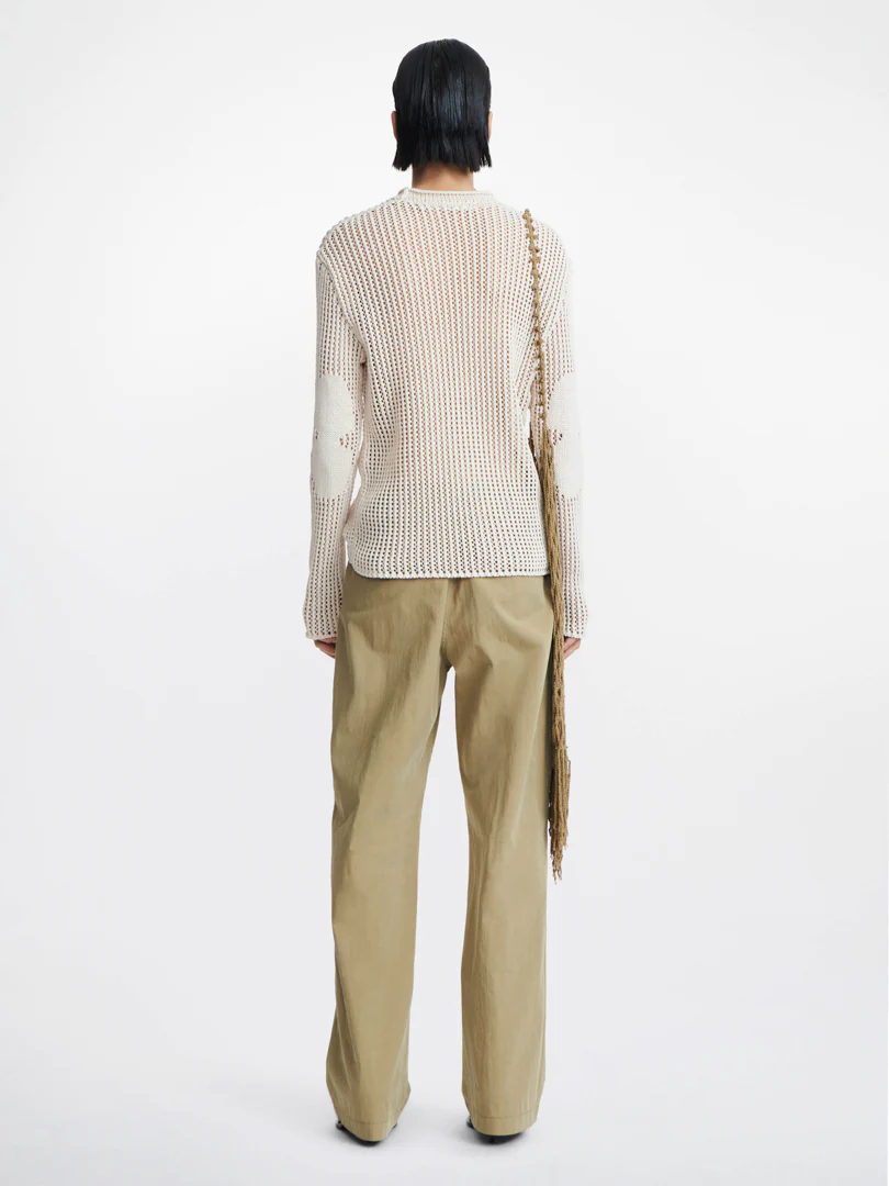 GRID MESH PULLOVER IN IIVORY