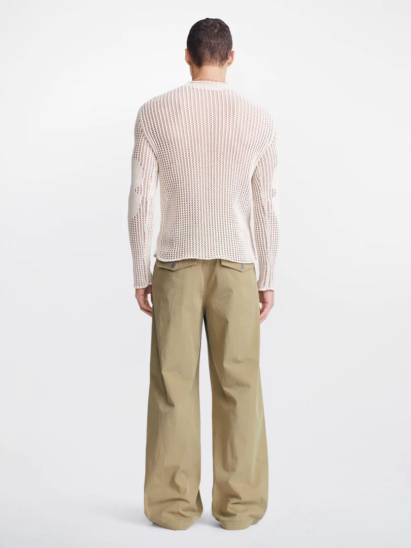 GRID MESH PULLOVER IN IIVORY