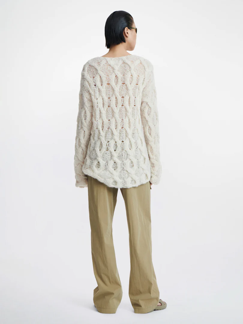 CABLE BOUCLE SWEATER IN CREAM