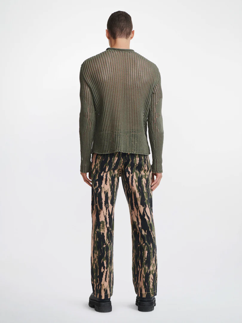 GRID MESH PULLOVER IN GREEN