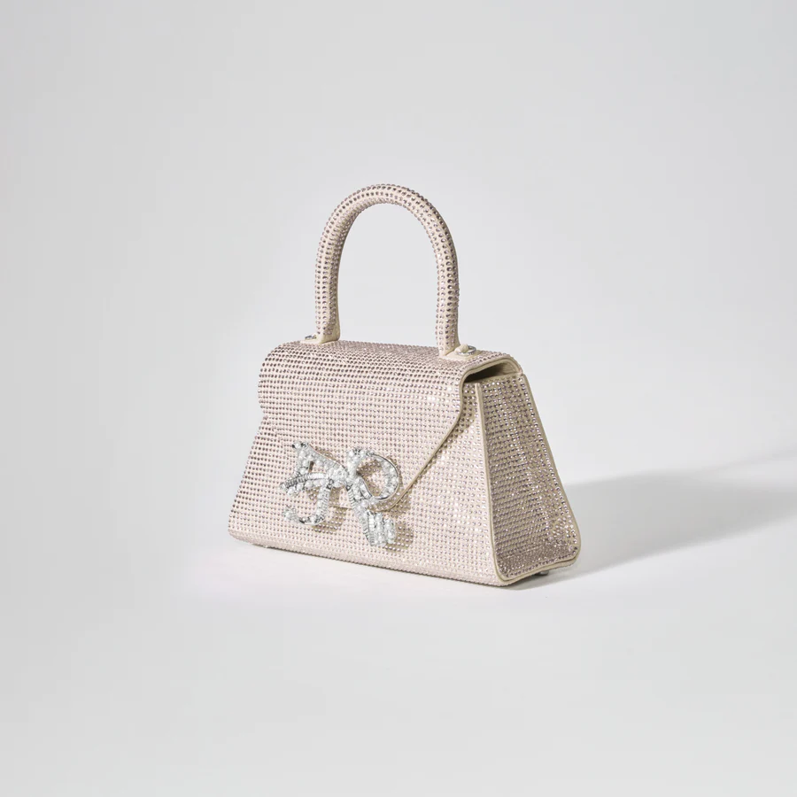 Champagne Rhinestone Bow Envelope Mini Bag