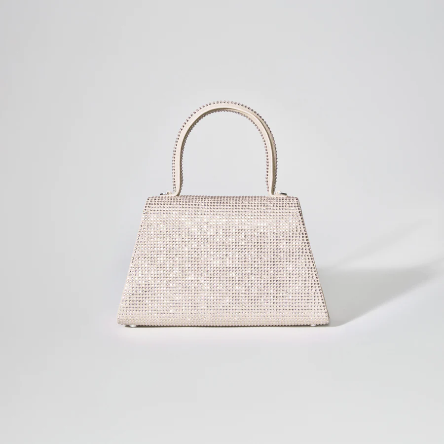 Champagne Rhinestone Bow Envelope Mini Bag