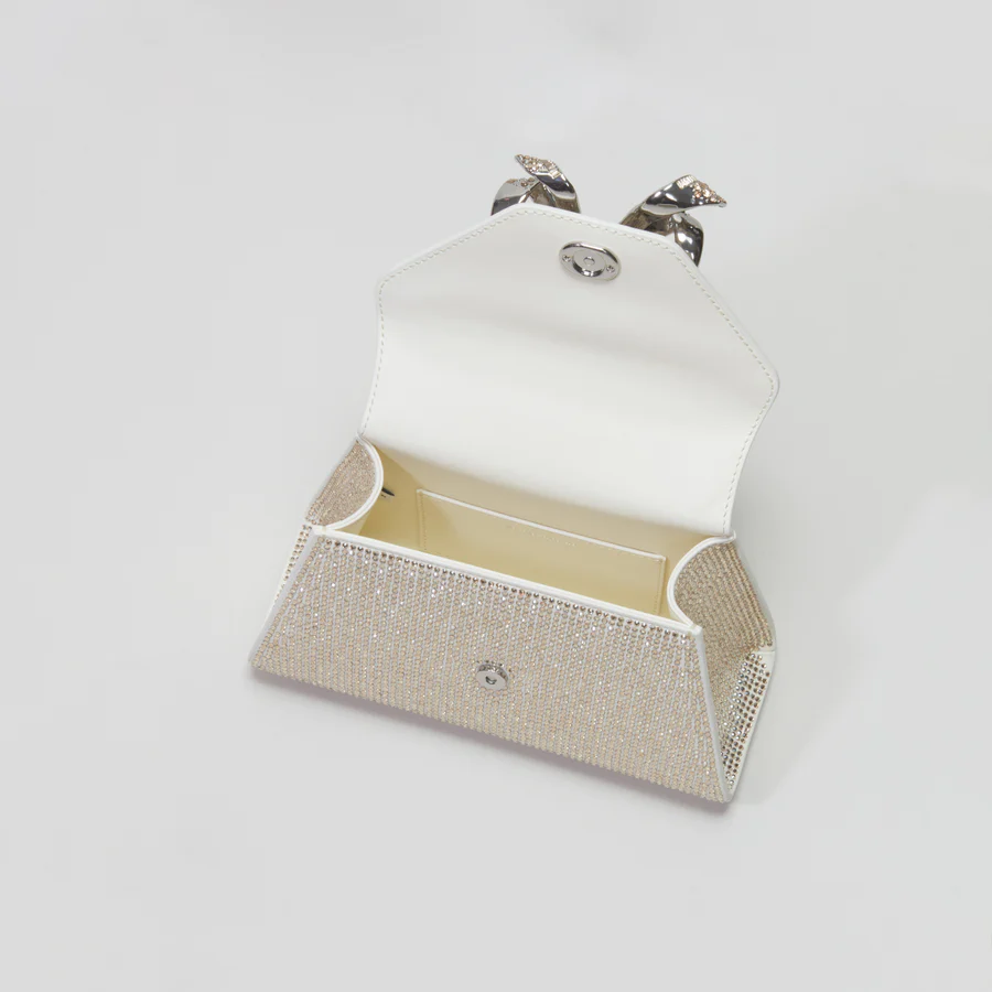 Champagne Rhinestone Bow Envelope Mini Bag