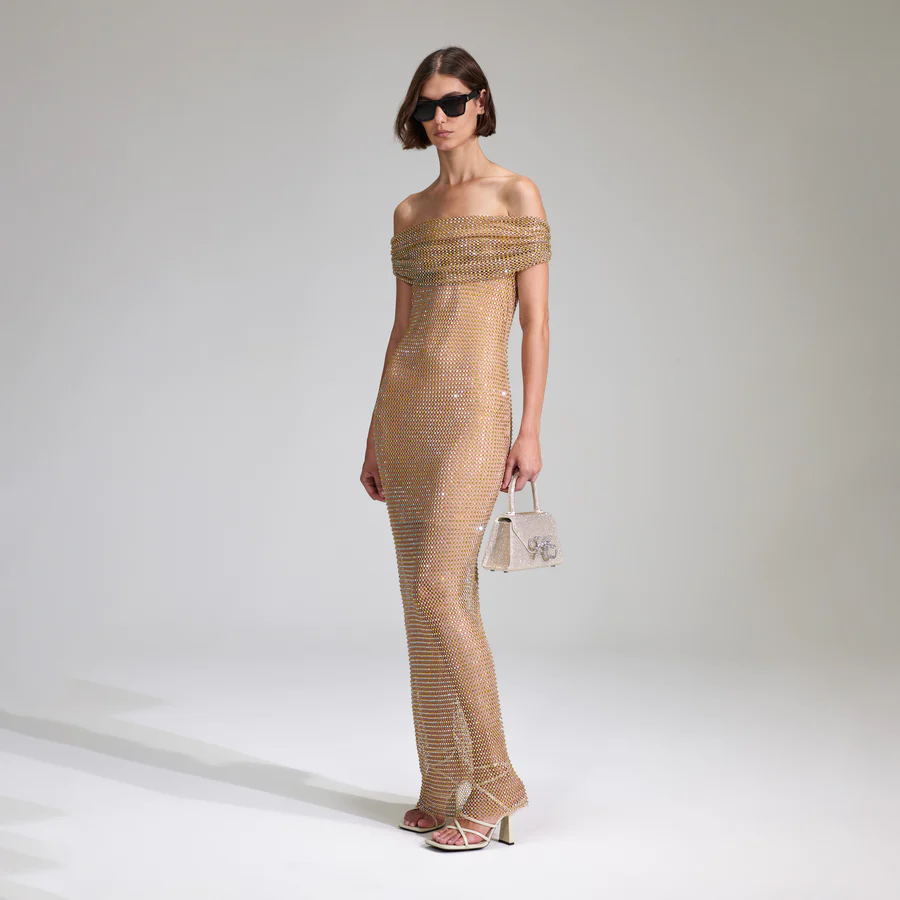 Champagne Rhinestone Bow Envelope Mini Bag