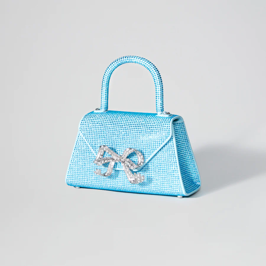 Blue Rhinestone Bow Envelope Mini Bag