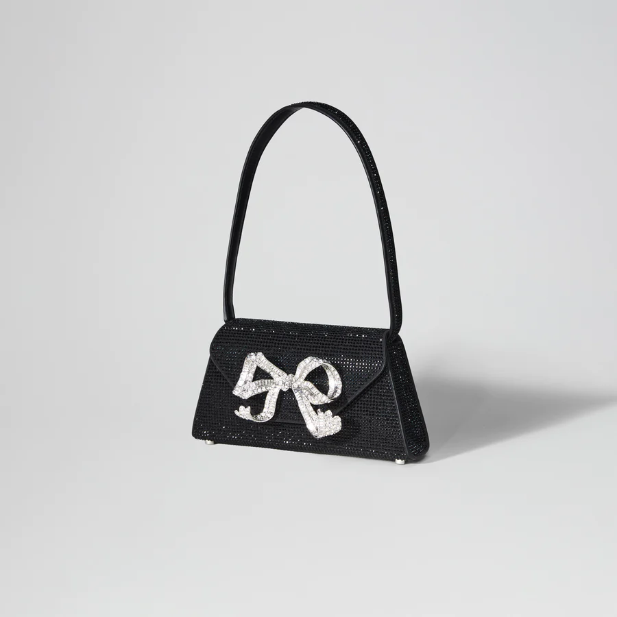 Black Rhinestone Bow Mini Shoulder Bag