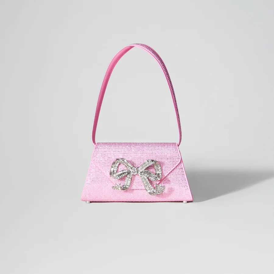 Pink Rhinestone Bow Mini Shoulder Bag