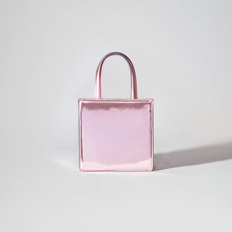 Pink Metallic Mini Tote Bow Bag