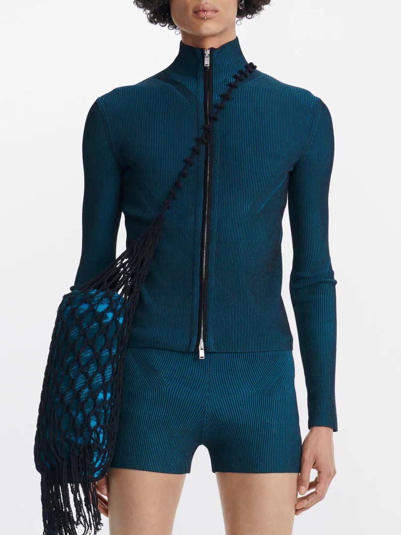 ANGLED RIB ZIP-UP - BLACK/PETROL