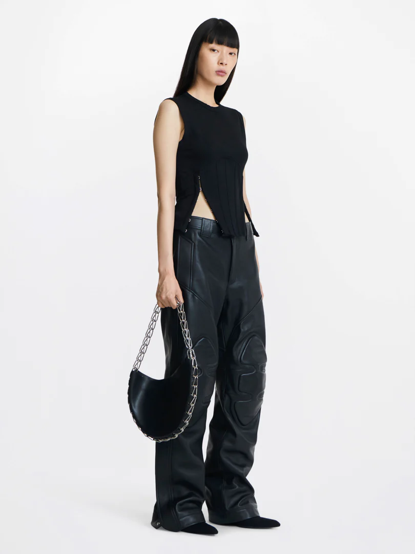 SPLIT HEM CORSET TANK - BLACK