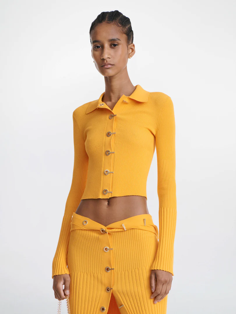 GRADIENT RIB CARDIGAN - AMBER