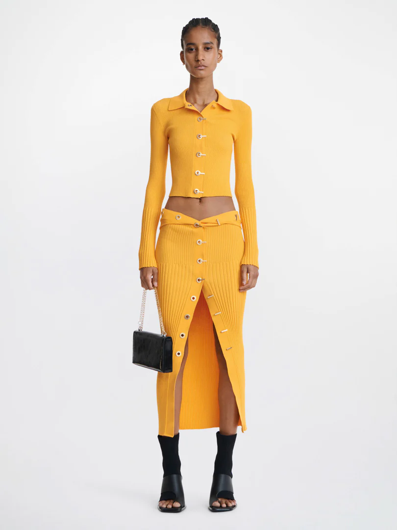 GRADIENT RIB CARDIGAN - AMBER