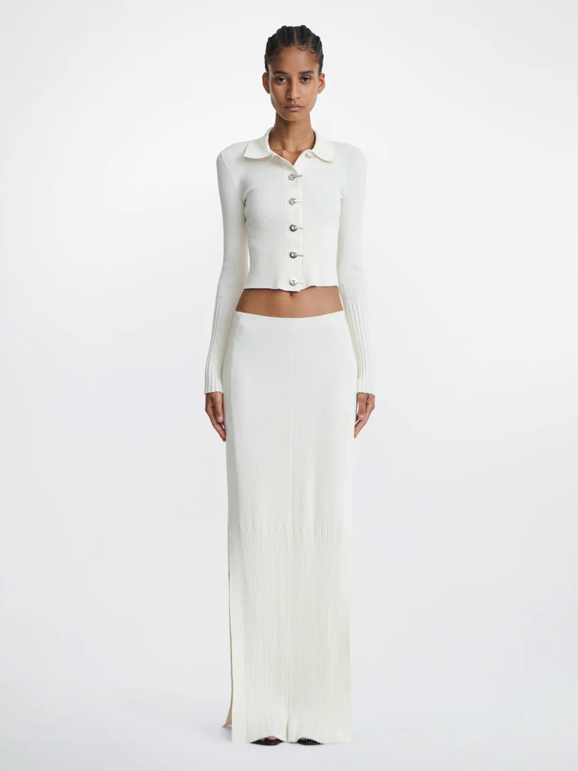 GRADIENT RIB CARDIGAN - CREAM