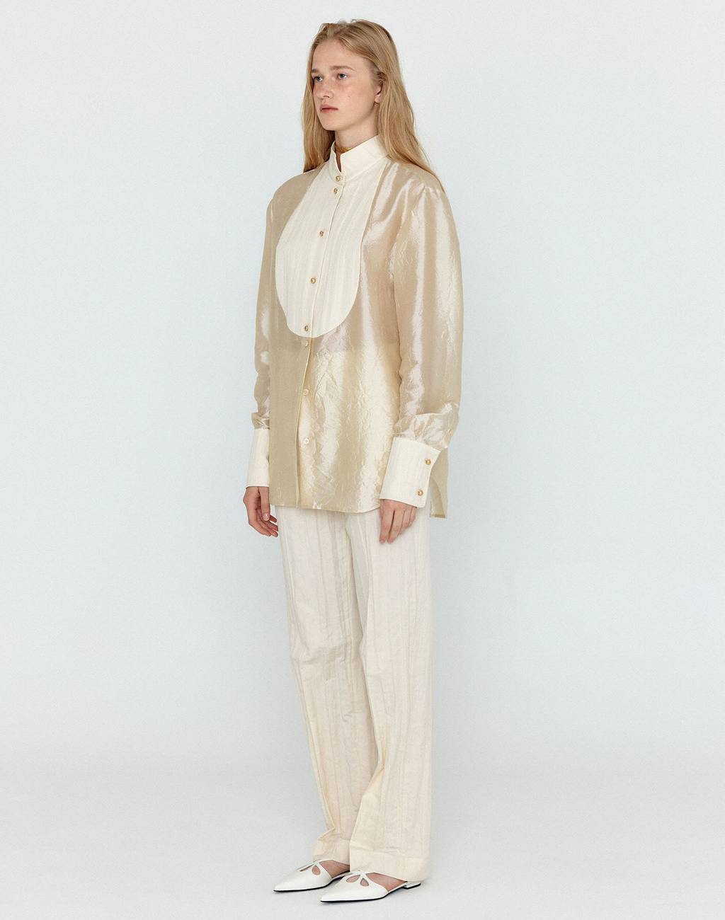 WINSELY Point Toe Cross-Strap Flat Sandals - Ivory