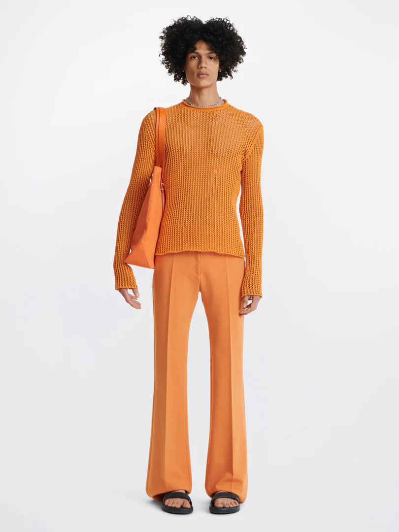 GRID MESH PULLOVER IN ORANGE