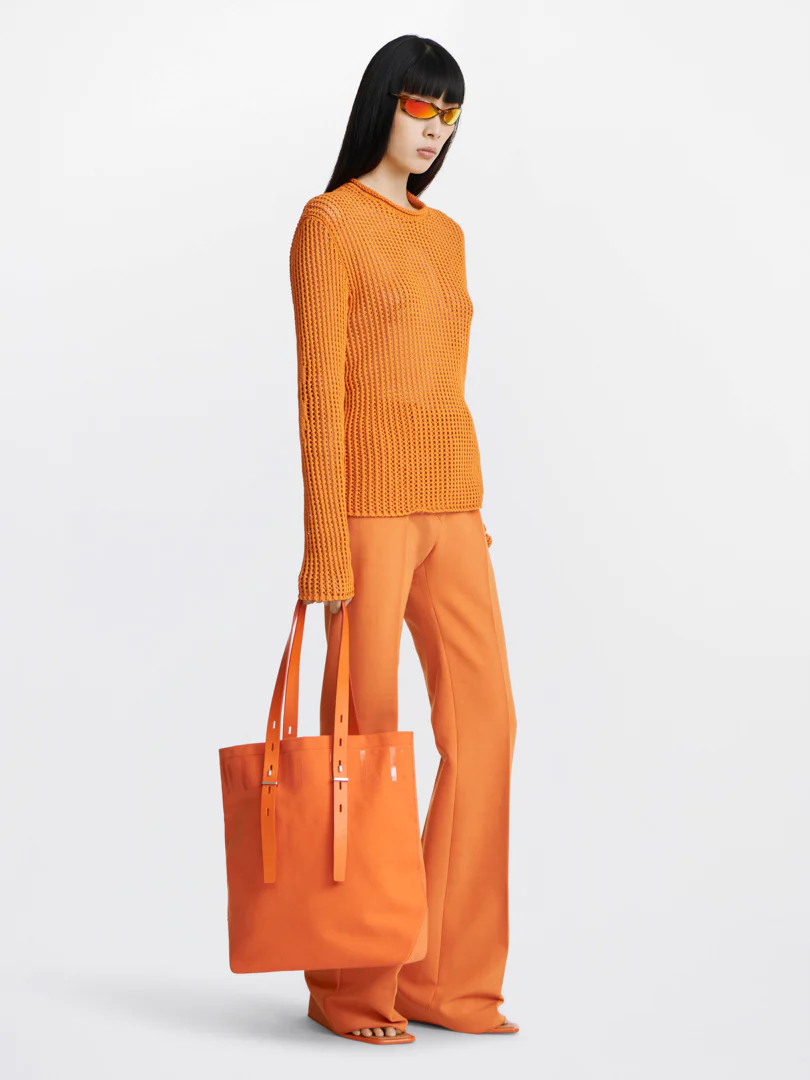 GRID MESH PULLOVER IN ORANGE