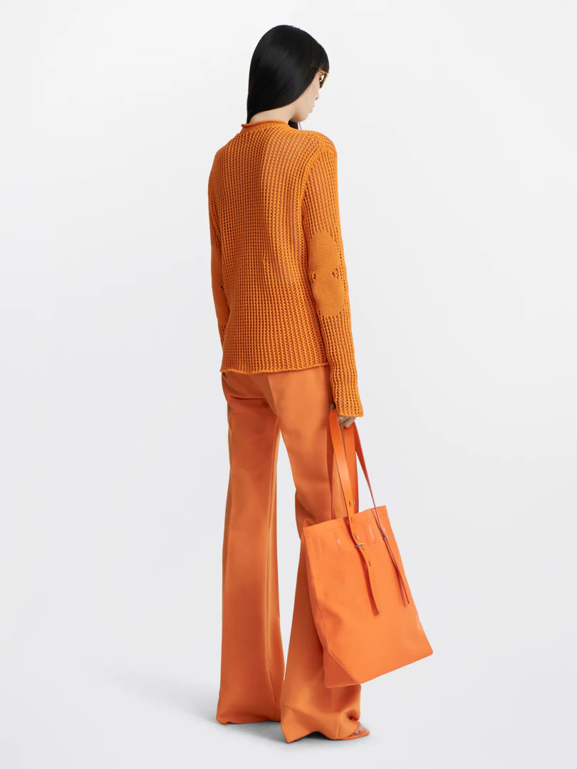 GRID MESH PULLOVER IN ORANGE