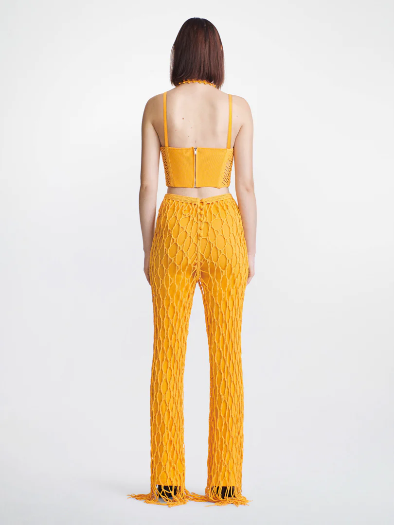 CORAL CROCHET CORSET IN AMBER