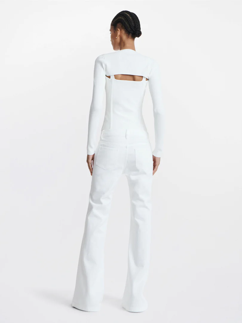 MOTO ZIP UP CORSET IN WHITE