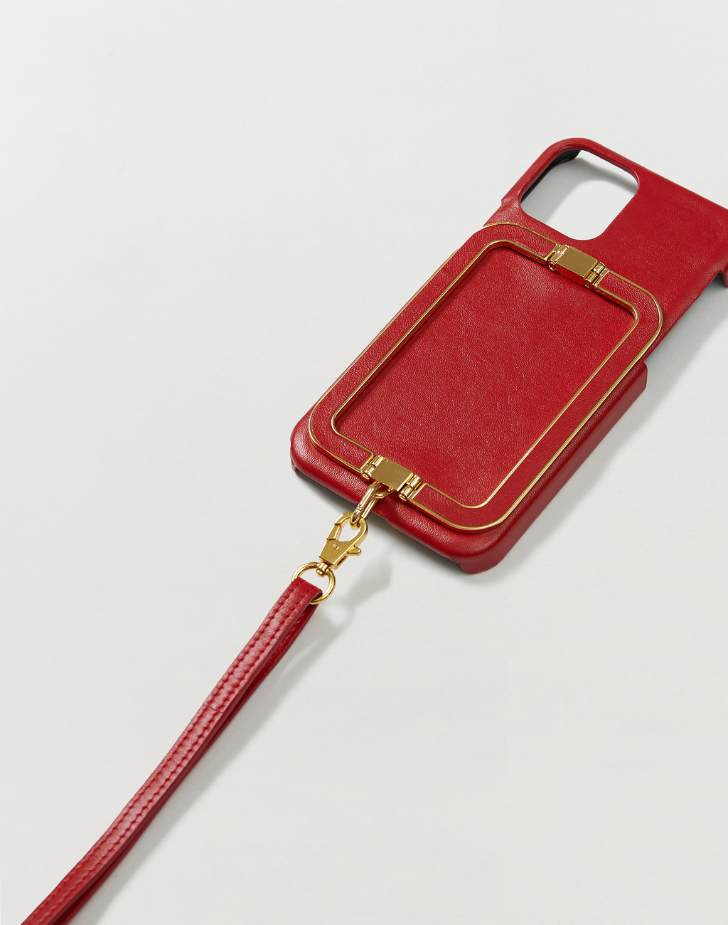 Phone Case with Leather Strap Liney Red