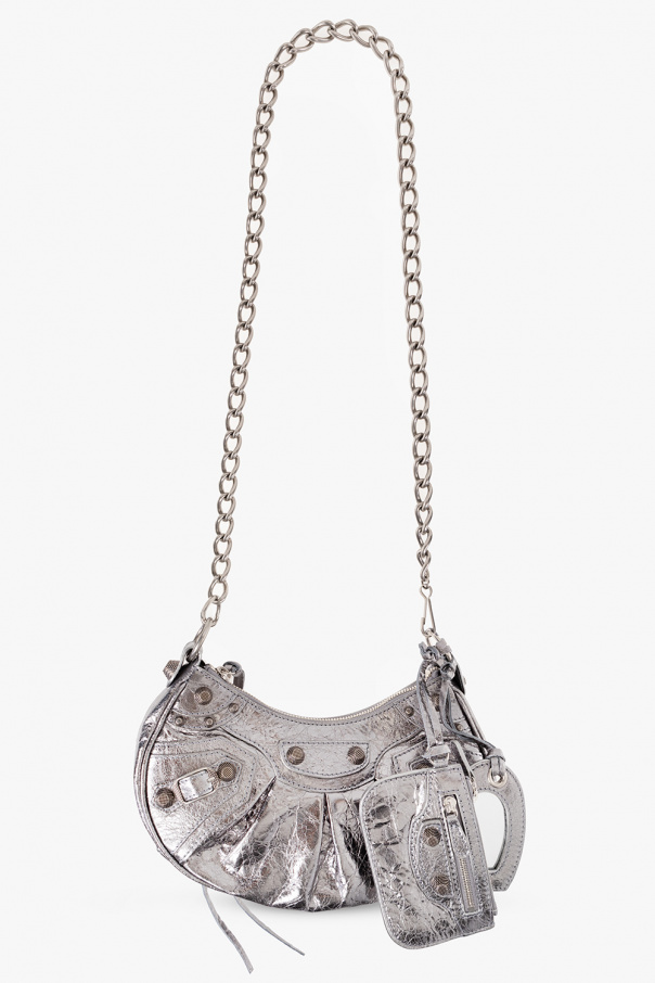 BALENCIAGA SILVER ‘LE CAGOLE XS’ SHOULDER BAG