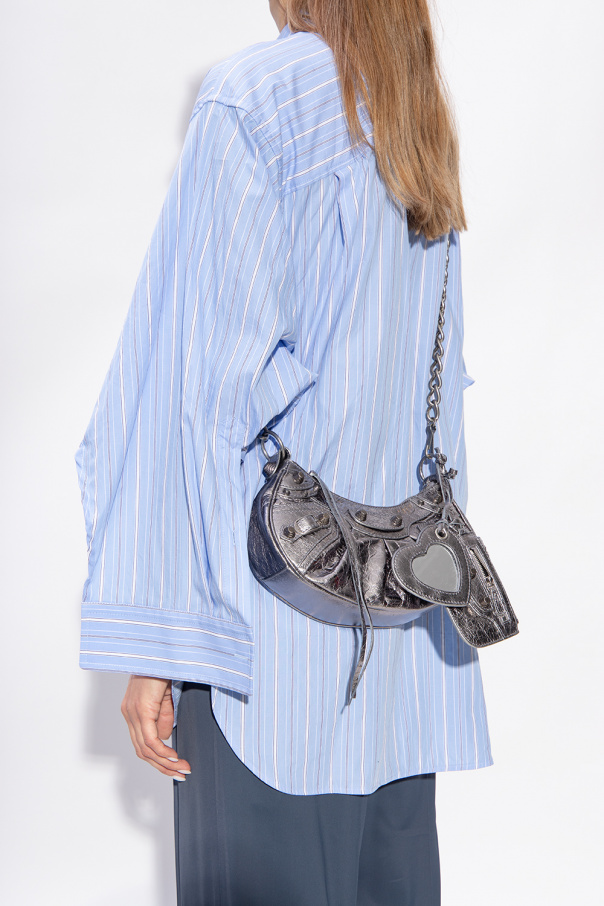 BALENCIAGA SILVER ‘LE CAGOLE XS’ SHOULDER BAG