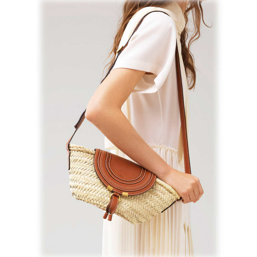 Chloe Small Marcie Basket Bag Tan