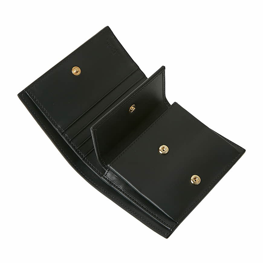 Bifold Black compact leather wallet