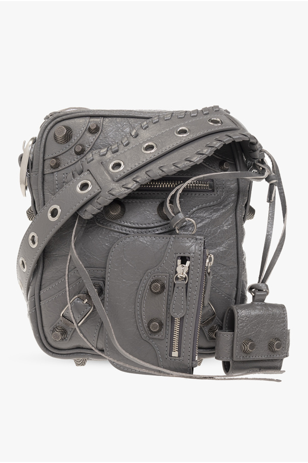 BALENCIAGA GREY ‘LE CAGOLE’ SHOULDER BAG