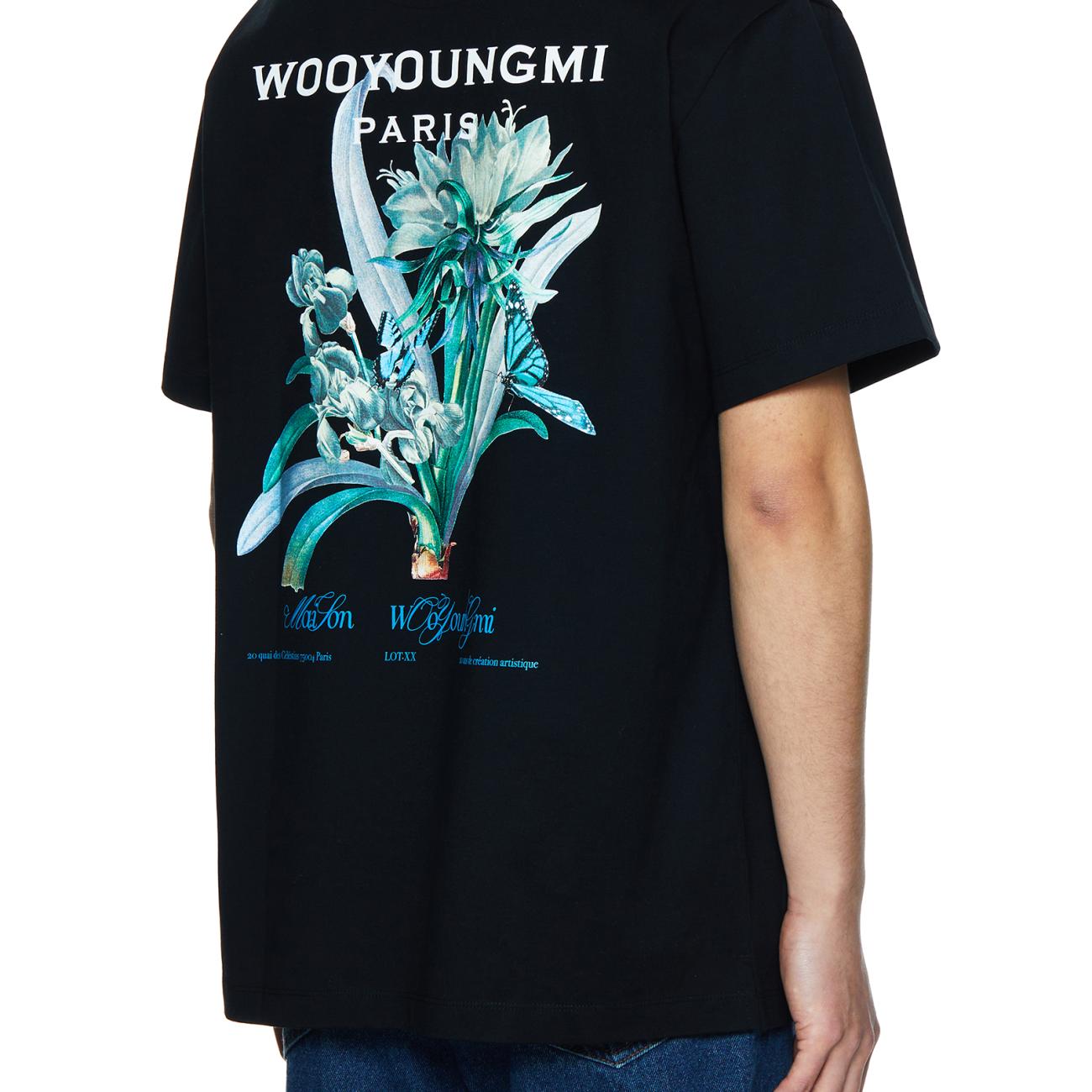  Black Flower Print Backlogo T-shirt