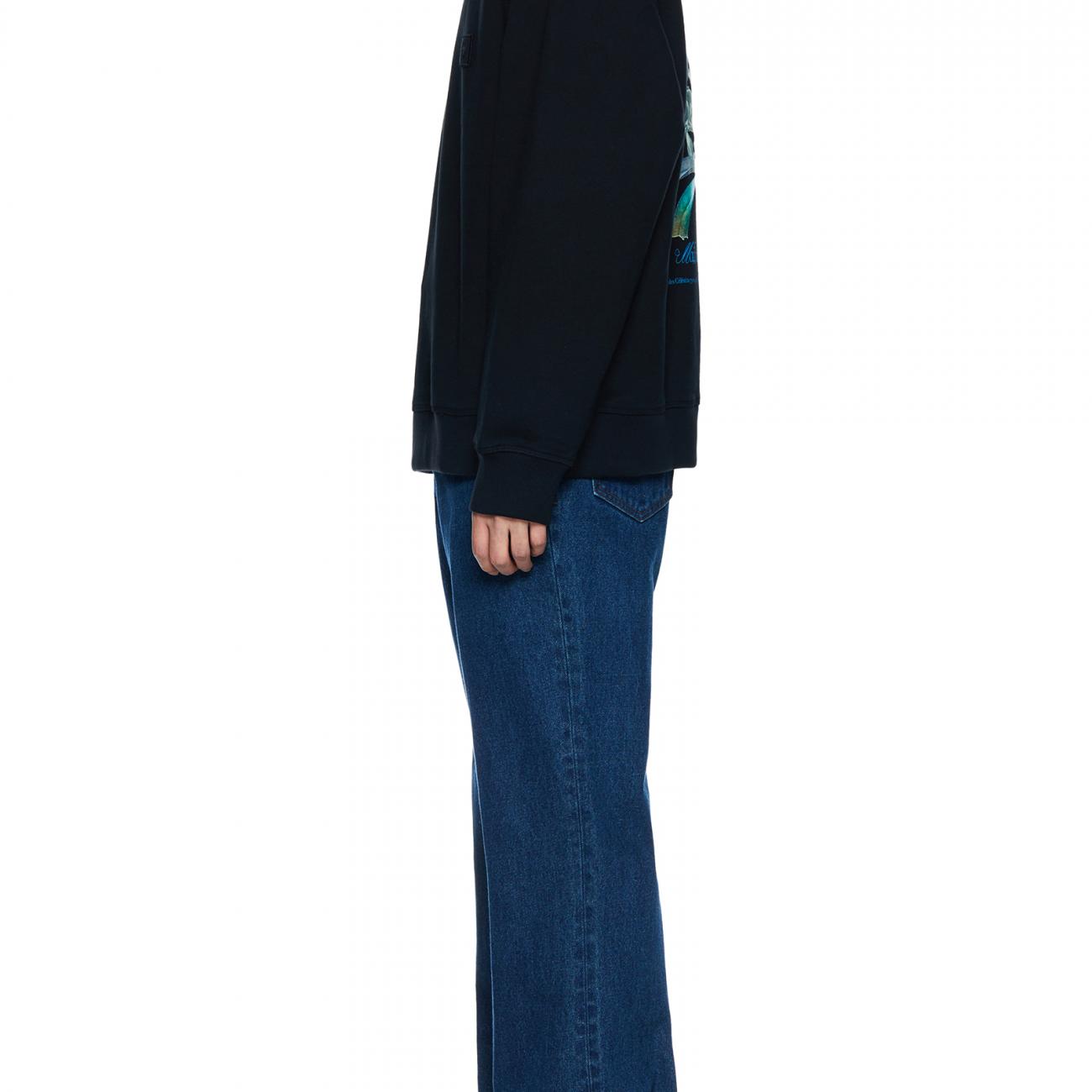 Black Flower Print Backlogo Sweatshirt