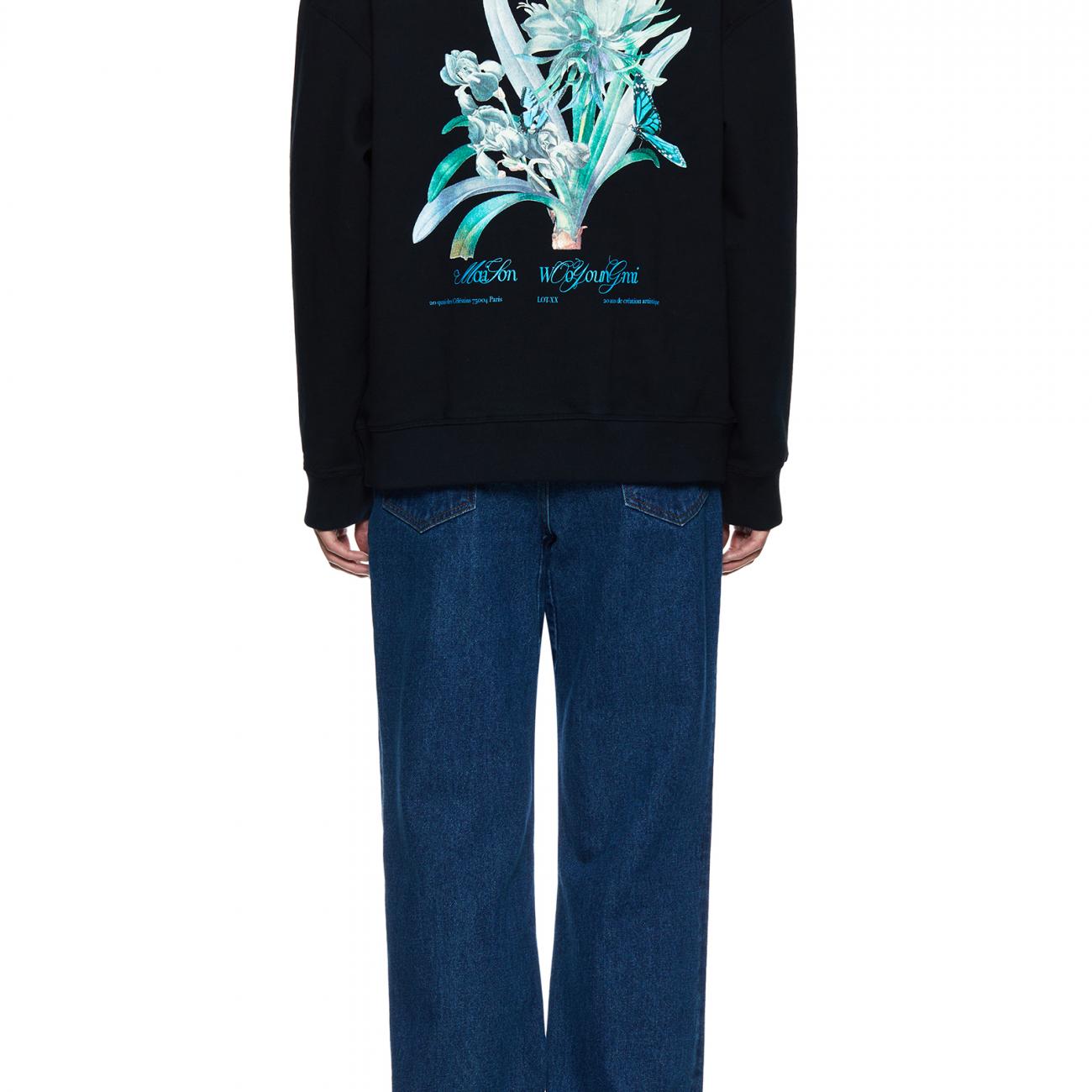 Black Flower Print Backlogo Sweatshirt