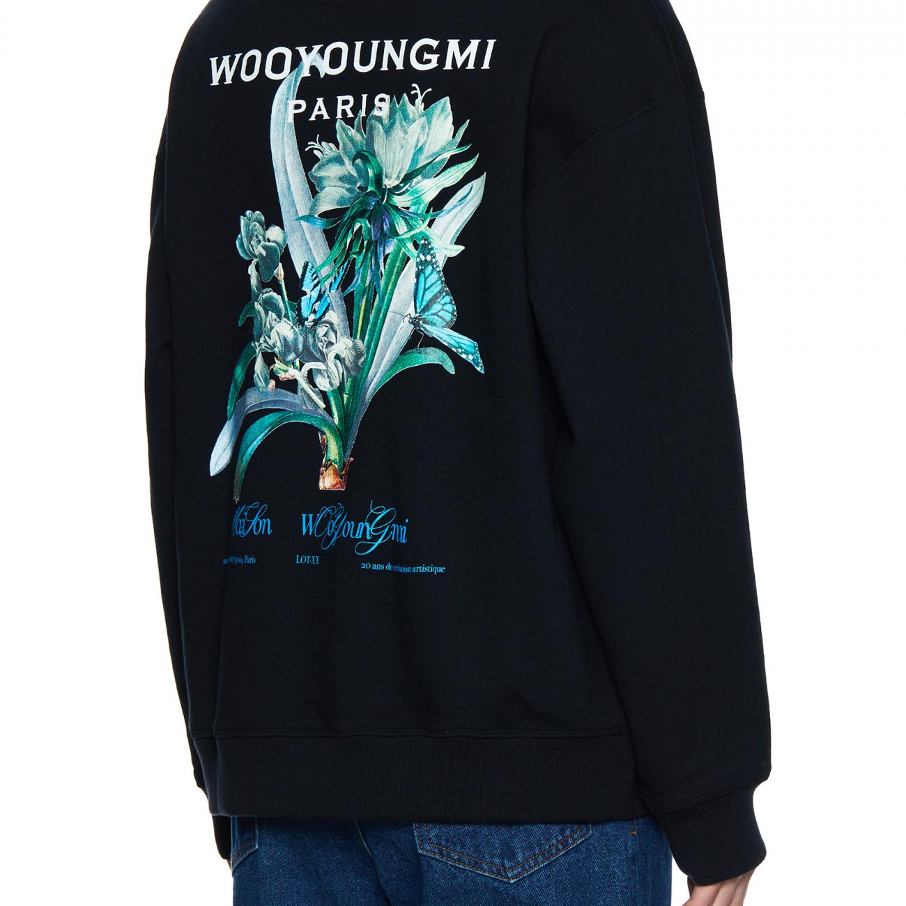 Black Flower Print Backlogo Sweatshirt