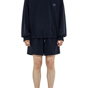 Navy Nylon String Long Sleeve Back Logo T-shirt