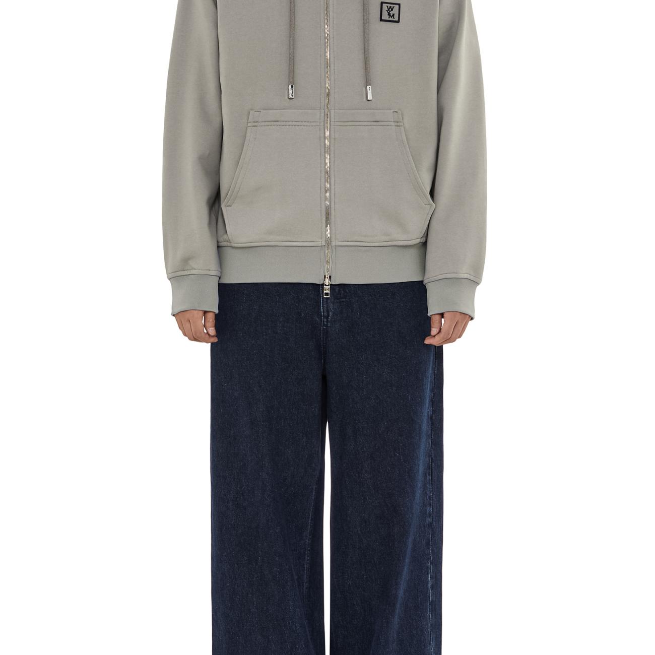 Gray back logo hooded zip-up