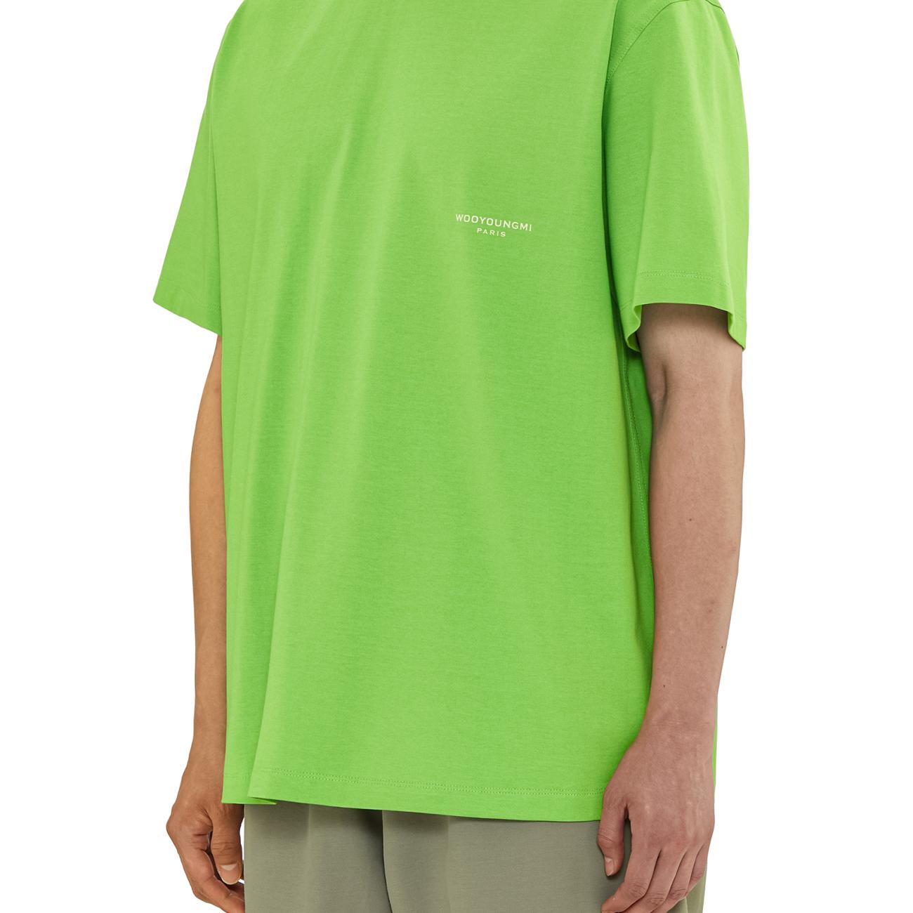 Green Cotton and Leather Patch T-shirt