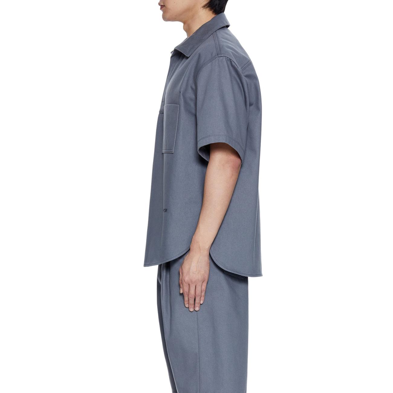 gray denim polo shirt